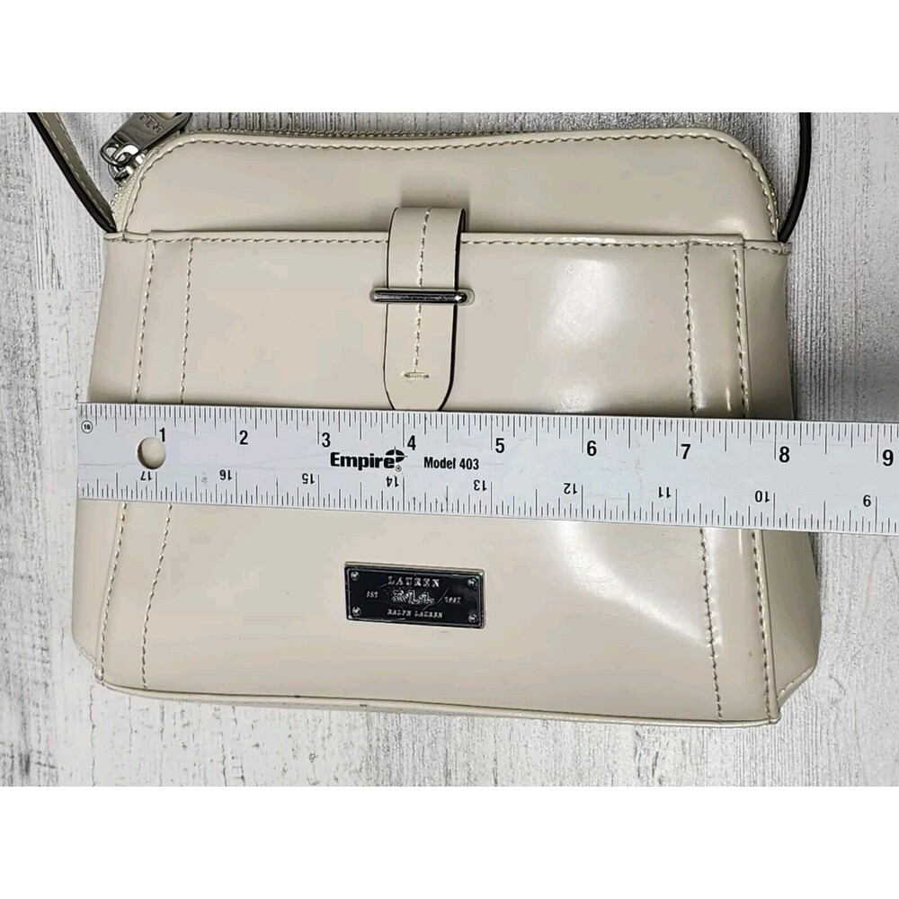 R.L.L Lauren Ralph Lauren Crossbody Bag Cream Small Leather Classic Purse - Picture 8 of 16